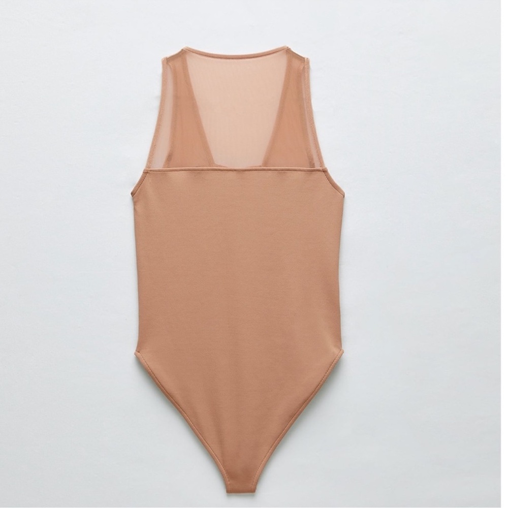 Zara Beige Tulle Bodysuit - Picture 4 of 9